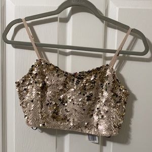 *NWT* F21 | Cream Sequin Crop Top | M
